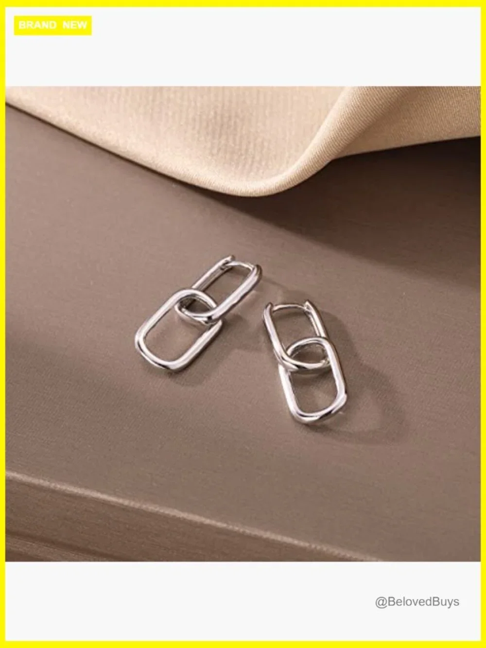 Sterling Silver Link Chain Hoop Earrings, 28mm Huggie Drop for Sensitive Ears